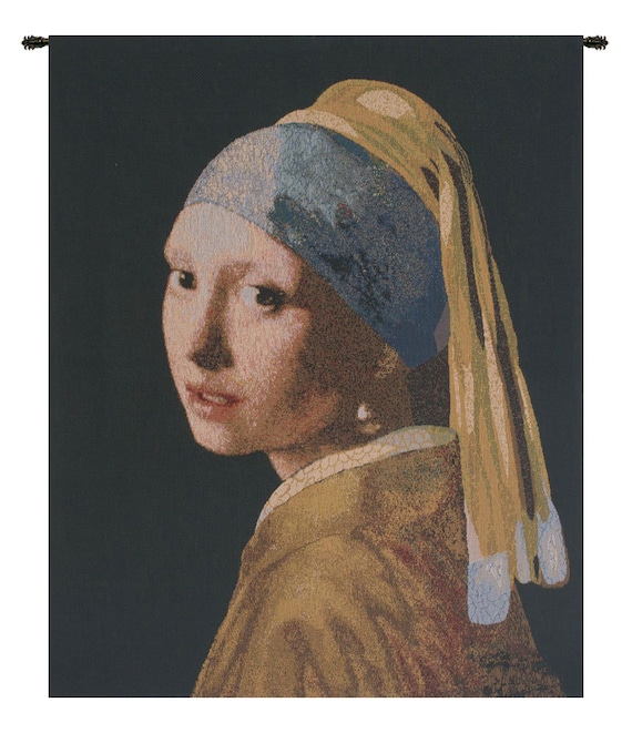 Girl with Pearl Earring Tapestry: Woven Jacquard Wall Art