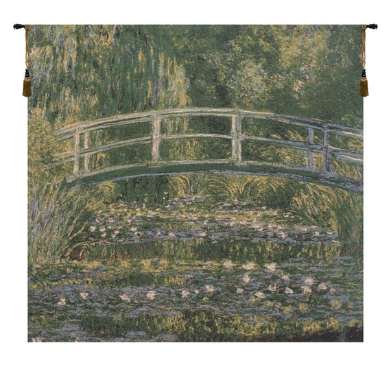 Monet's Bridge at Giverny Tapestry: Belgian Woven Floral Wall Art
