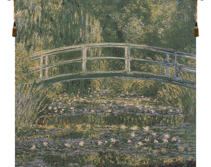 Monet's Bridge at Giverny Tapestry: Belgian Woven Floral Wall Art