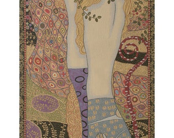 Water Snakes by Klimt European Wall Tapestry - Medieval Jacquard Wall Decor Art - Gustav Klimt Wall Hanging - Woven Italian Wall Tapestry