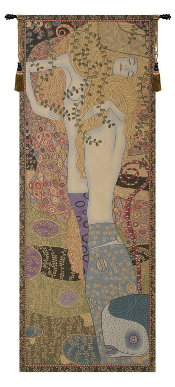 Klimt Water Snakes Tapestry: Woven Art Nouveau Wall Hanging