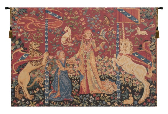 Lady and Unicorn Tapestry: Millefleurs Art, Woven in Belgium