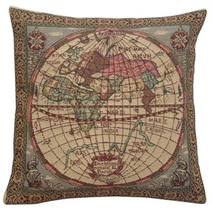 Funda de cojín de tapiz tejido con el mapa del Este, 40 x 40 cm. Funda de almohada decorativa medieval. Regalo de inauguración de la casa para mujer.