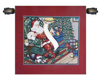 Santa on a Chair European Wall Tapestry Hanging - Christmas Scene Decorative Wall Art - Italian Religious Wall Hanging for Holiday Decor