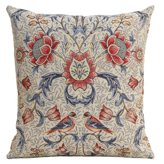 Birds and Flowers Light Blue Tapestry Cushion Cover