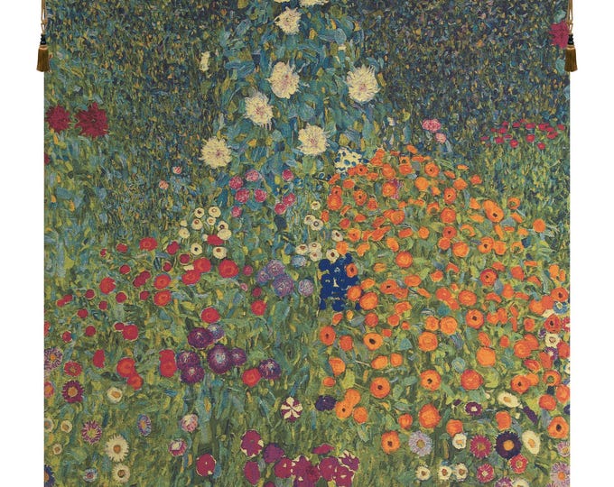 Klimt Flower Garden Tapestry: European Wall Hanging Art