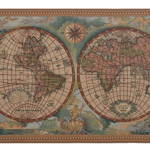 Carte ancienne européenne I - Tapisserie murale européenne - Art de décoration murale unique - Tapisserie murale italienne tissée - Carte décorative à accrocher