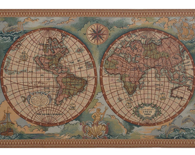 Antique Map Wall Tapestry: Woven Italian Decor (24x42 inch)