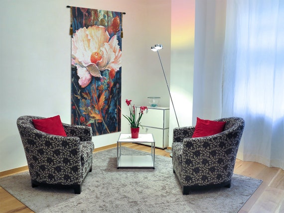 Simon Bull Floral Tapestry: Belgian Jacquard Woven Wall Art
