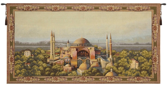 Hagia Sophia Istanbul Tapestry - Historic Mosque Wall Art Hanging - European Woven Decor
