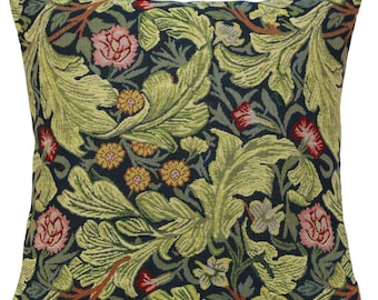 Leicester Belgian Tapestry Cushion Cover: William Morris Floral Pillow (16x16 inch)