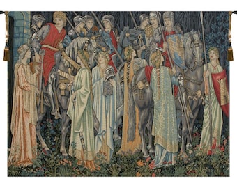 Holy Grail I European Wall Tapestry - Decorative Woven Wall Décor Art - Medieval Wall Tapestry Hanging - William Morris Jacquard Wall Art