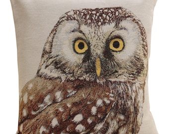 Superb Owl Tapestry Throw Pillow Cover 18x18in Woven Cushion for Living Room