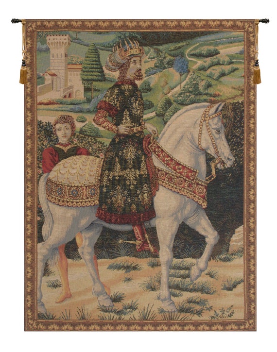 Melchior European Knight Tapestry - Medieval Animal Wall Hanging - Decorative French Woven Art