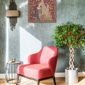 Lady and Unicorn Tapestry: Medieval Woven Wall Hanging, 19x19 inch image 5