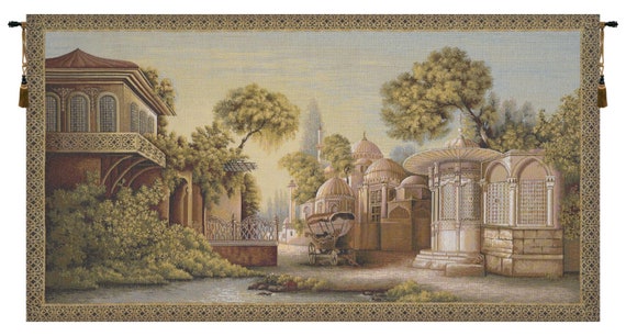 Istanbul View Woven Wall Tapestry: Turkish Home Decor (27x54 inch)