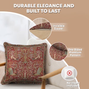 Medieval Tree of Life Tapestry Pillow Cover: Belgian Woven Cotton Cushion (19x19 inch)