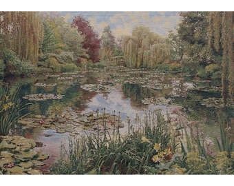 Monet's Garden without Border IV European Wall Tapestry - Jacquard Wall Decor Art - Woven Belgian Wall Tapestry - Decorative Wall Hanging