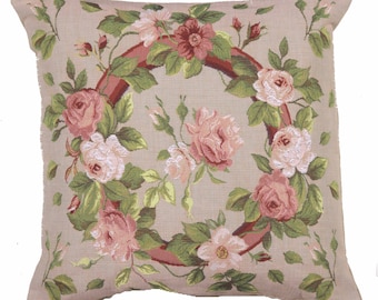 Bunch of Flowers Tapestry Cushion Cover - Square Sofa Pillow Covers - 19x19 Inch Gobelin Throw Pillow Covers for couch