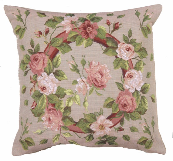 Floral Tapestry Cushion Cover: 100% Cotton Throw Pillow (19x19 Inch)