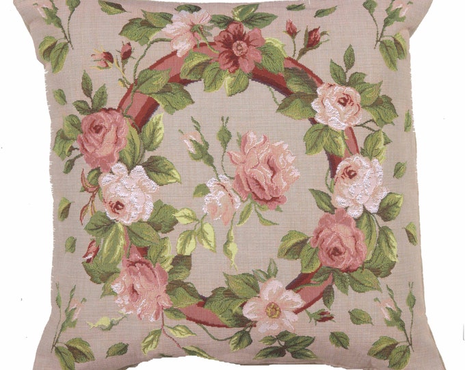 Bunch of Flowers Tapestry Cushion Cover - Square Sofa Pillow Covers - 19x19 Inch Gobelin Throw Pillow Covers for couch