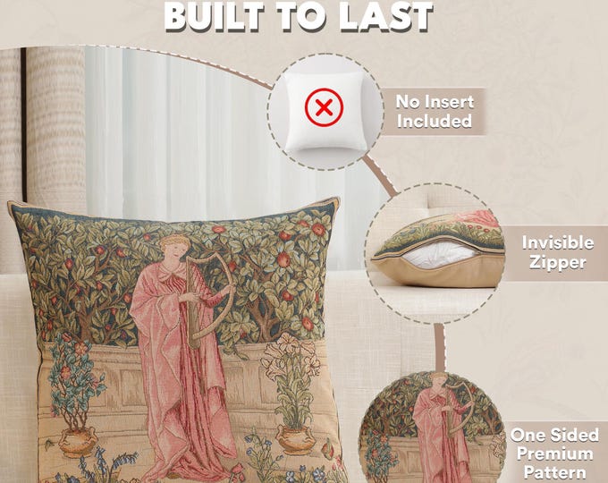 William Morris Menestrel Tapestry Cushion Covers - 19x19 inch Decorative Jacquard Art Pillow for Sofa