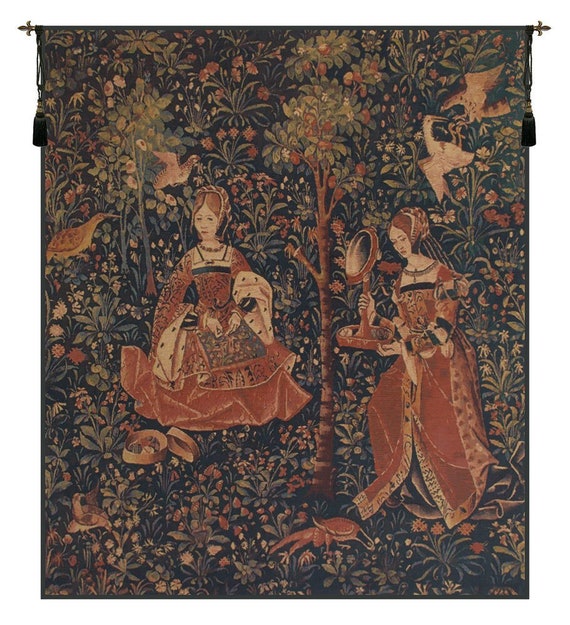 Millefleurs Tapestry: European Broderie Embroidery Wall Hanging (46x38 inch)