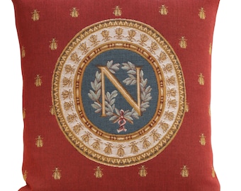 Napoleon French Tapestry Cushion Cover: Royal Bee Design (18x18 inch)