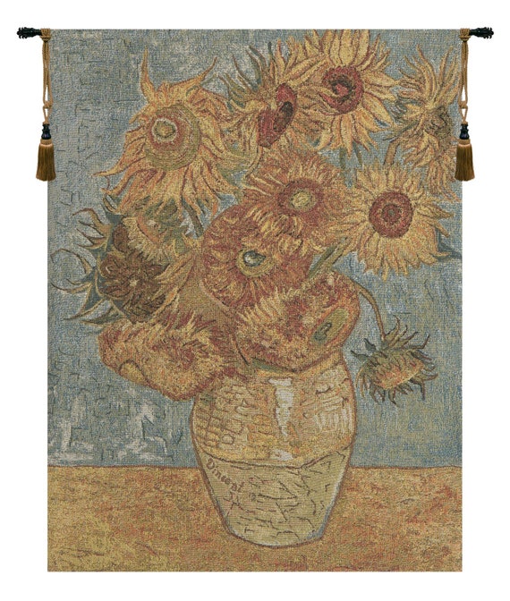 Vincent Sunflowers Tapestry: Jacquard Woven Floral Wall Art