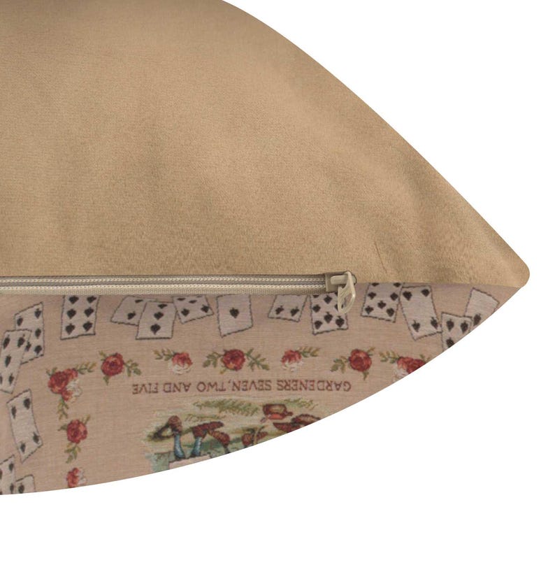 Alice in Wonderland Tapestry Cushion Cover: Woven Cotton Throw Pillow (19x19 inch) image 7