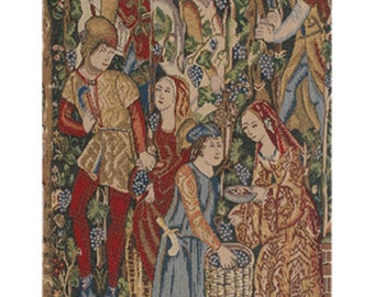 Vendage Portiere Right Side Belgian Wall Tapestry Woven - Floral Wall Hangings - Artful Belgian Millefleurs Home Decor