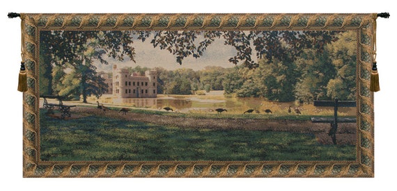 Belgian Castle Tapestry: Princess Charlotte, Botanical Garden Wall Art (30x67 inch)