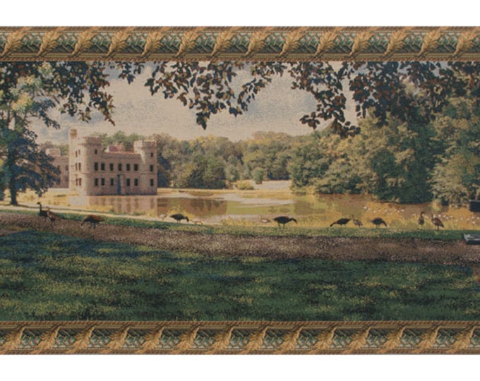 Belgian Castle Tapestry: Princess Charlotte, Botanical Garden Wall Art (30x67 inch)