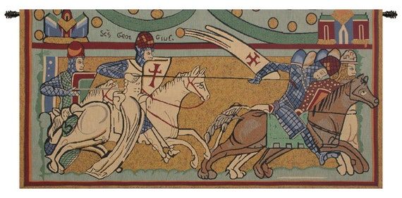 Knights of St. Gregoire Tapestry: Medieval Horse Art, Woven in Belgium