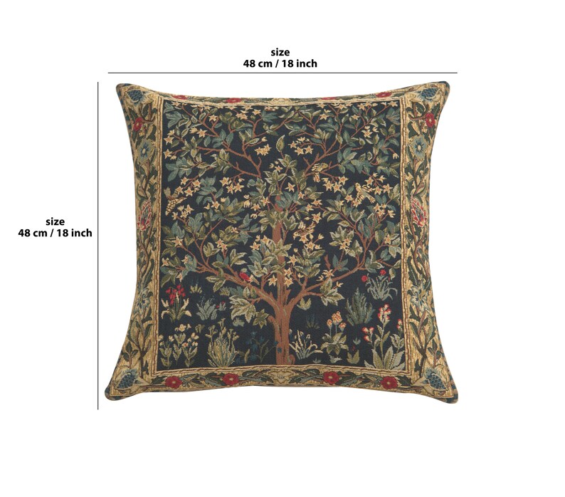 cushion cover, pillow cover, tree of life art pillows, tree pillow cover, william morris art, morris pillow cover, tapestry cushion, belgian tapestry, woven jacquard pillows, tapestry pillow, throw pillow cover, English decor, tree of life gift