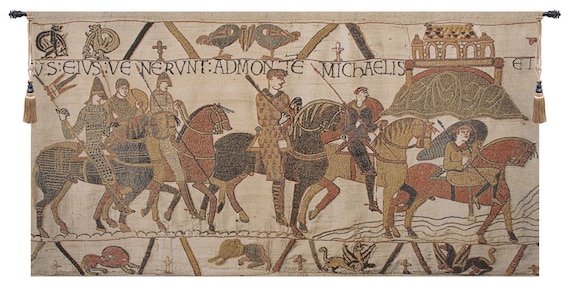 Bayeux Tapestry Wall Hanging: Mont St Michael, Medieval Horse Art