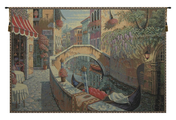 Venice Canal Tapestry: Romantic Italian Landscape Wall Art (36x54 inch)