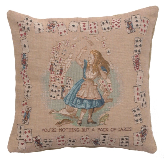 Alice in Wonderland Tapestry Cushion Cover: French Jacquard Throw Pillow (14x14 inch)