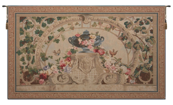 Beauvais Green Leaves Medieval Jacquard Woven Wall Tapestry - European Floral Decorative Art Hanging