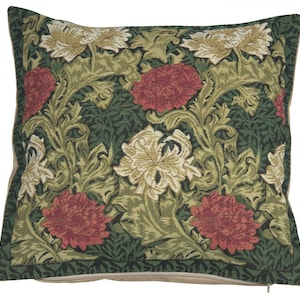 Chrysanthemum Tapestry Pillow Cover: Floral Woven Cushion, 16x16 inch