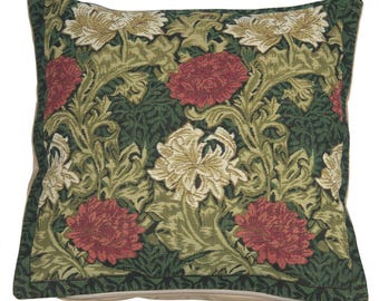 Chrysanthemum Multi Tapestry Pillow Cover 16x16 inch - Square Floral Cushion Cover - Woven Decorative Tapestry Pillow case for Sofa or Bed