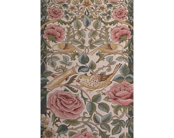 William Morris Roses Birds Table Runner Red Floral Tapestry Dining Table Decor 70x19