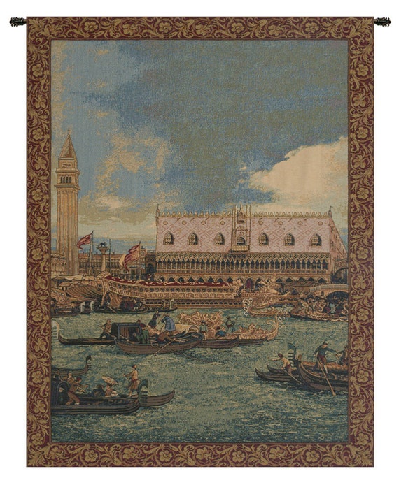 Bucintoro I Tapestry: Italian Coastal Wall Hanging, Venice Art