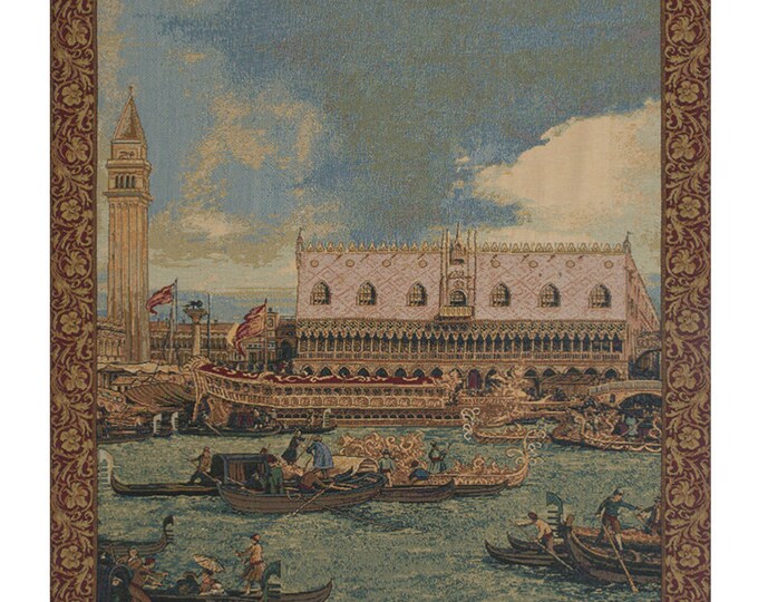 Bucintoro I Tapestry: Italian Coastal Wall Hanging, Venice Art