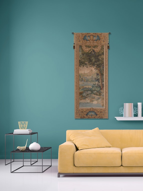 Woven Tree of Life Tapestry: French Medieval Wall Hanging - 74x30