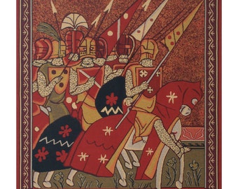Godfrey of Bouillon Wall Tapestry Hangings – Red Medieval Knights Wall Hangings – Historic Tapestry Wall Art