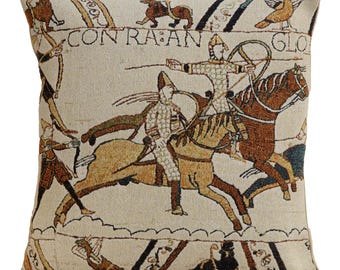 Bayeux Battle of Hastings Belgian Tapestry Cushion Cover 18x18in Woven Pillow Case Decor