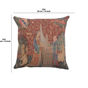 The Hearing I Small Cushion Cover Medieval Tapestry Pillow Cover Floral Throw Tapestry Cushion Cover 14x14 inch Decorative Pillowcover image 2