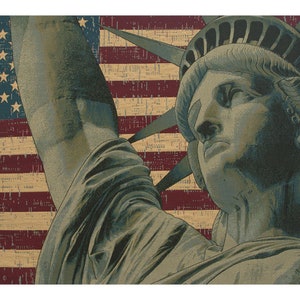 Statue of Liberty European Wall Tapestry - American Flag Background Wall Decor Art - Woven Italian Wall Tapestry - Famous Art Wall Hnaging