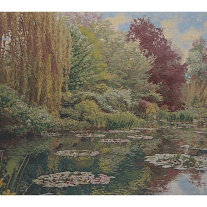 Monet&#39;s Garden Tapestry: European Jacquard Woven Wall Hanging